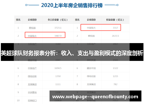 英超球队财务报表分析：收入、支出与盈利模式的深度剖析