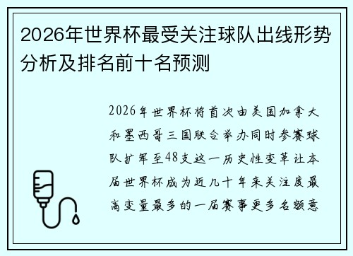 2026年世界杯最受关注球队出线形势分析及排名前十名预测 2026年世界杯最受关注球队出线形势分析及排名前十名预测